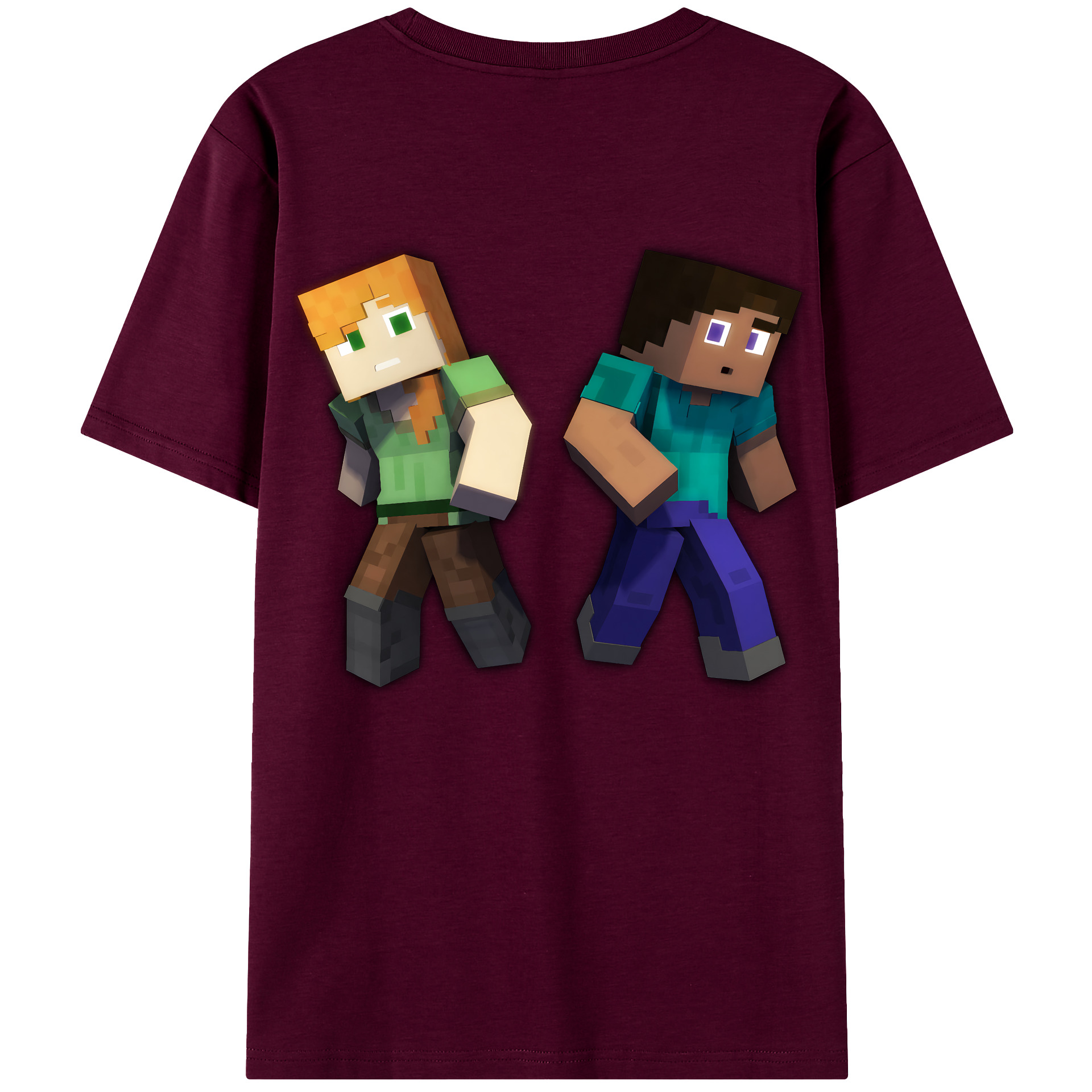 （画像用） マインクラフト ブロックの世界 Minecraft MC Block world レディース半袖Tシャツ(バックプリント)